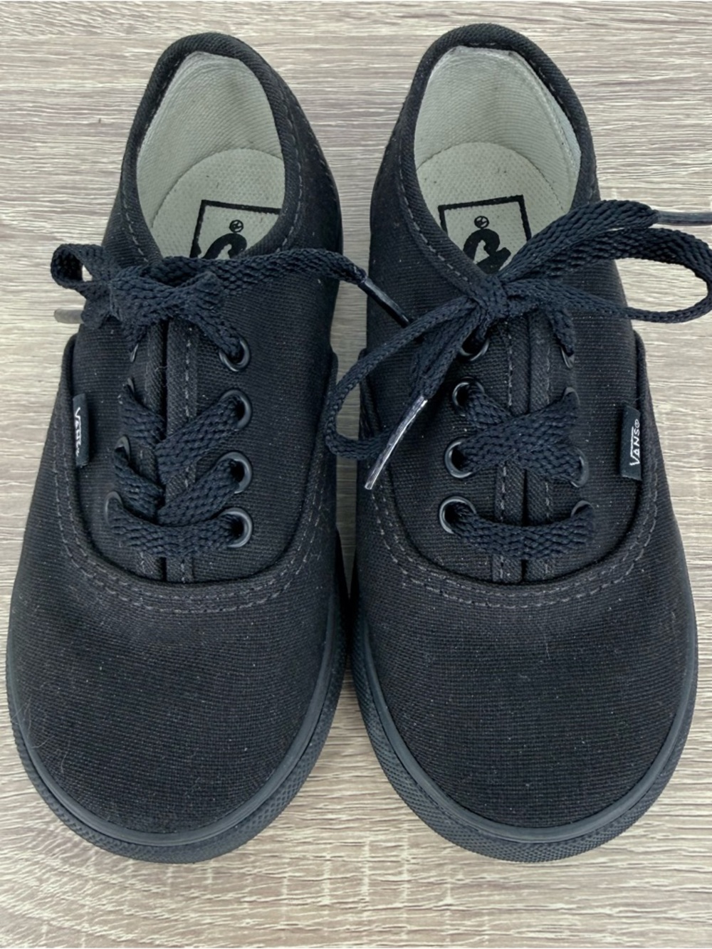 Vans Authentic Toddler Size 7.5 Shoes Black Canvas Low Top Sneakers Unisex Boys